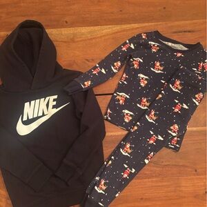 Nike Black Fleece Hoodie and Old Navy Santa Pajamas boys size 4 bundle